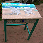 Table with chairs painted on it.