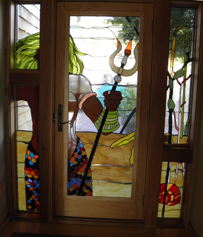Neptune Stained Glass Door